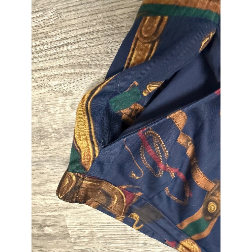 Pendleton Petite Equestrian Print Midi Skirt Navy Blue Horse Saddle Rayon Sz 12 - Picture 10 of 12